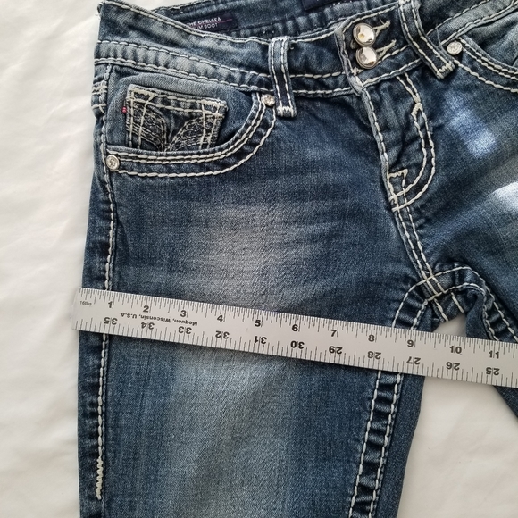 Vigoss Women Jeans Chelsea Slim Boot Embroidery Pockets Size 1/2 - Picture 11 of 16